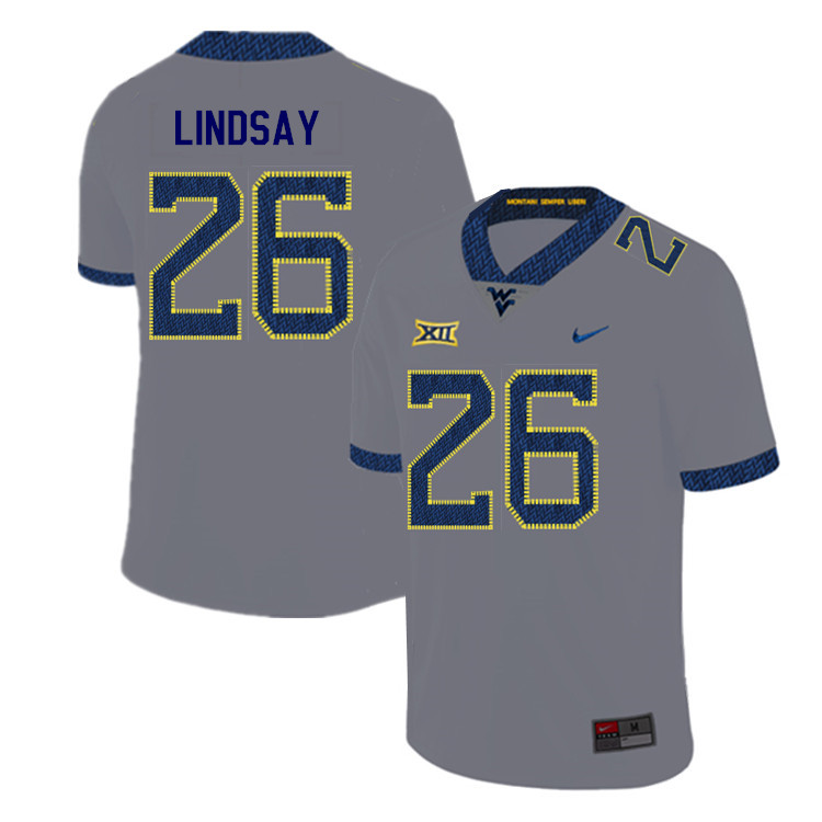 2019 Men #26 Deamonte Lindsay West Virginia Mountaineers College Football Jerseys Sale-Gray - Click Image to Close